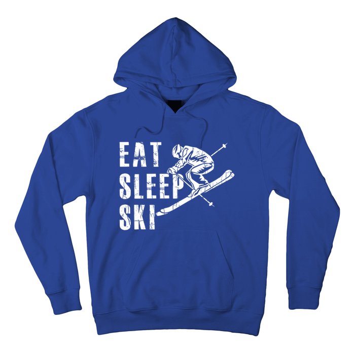 Eat Sleep Ski Funny Vintage Skiing Skier Adventure Graphic Gift Hoodie