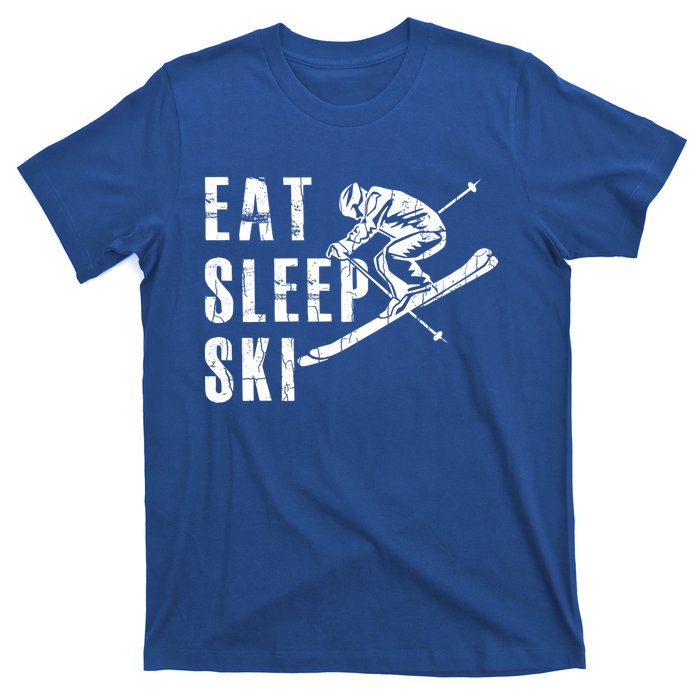 Eat Sleep Ski Funny Vintage Skiing Skier Adventure Graphic Gift T-Shirt