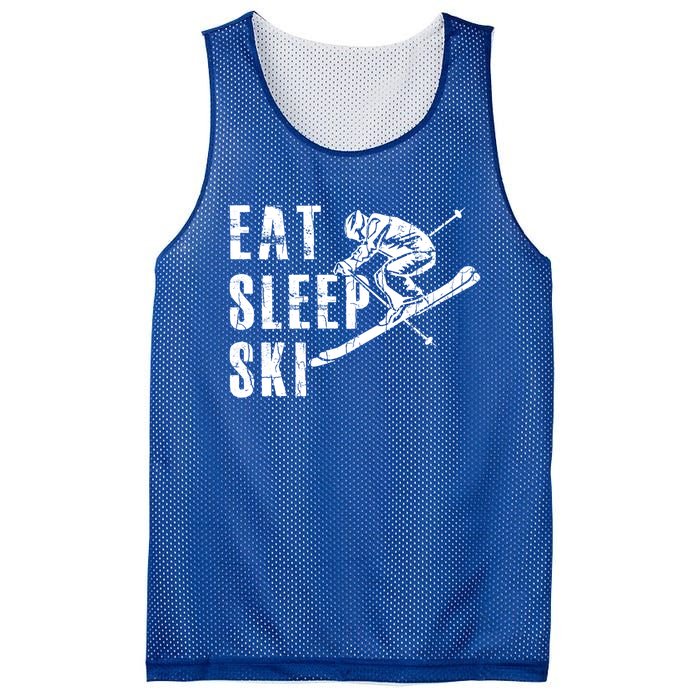 Eat Sleep Ski Funny Vintage Skiing Skier Adventure Graphic Gift Mesh Reversible Basketball Jersey Tank