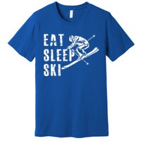 Eat Sleep Ski Funny Vintage Skiing Skier Adventure Graphic Gift Premium T-Shirt