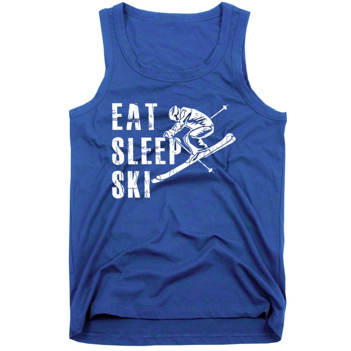 Eat Sleep Ski Funny Vintage Skiing Skier Adventure Graphic Gift Tank Top