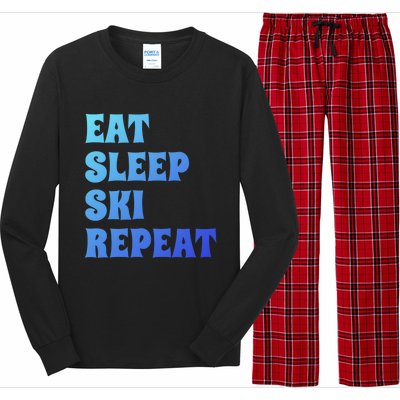 Eat Sleep Ski Repeat Cool Gift Long Sleeve Pajama Set