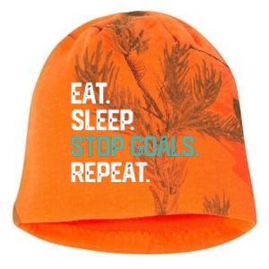 EAT SLEEP STOP GOALS REPEAT Soccer Hockey Gift Kati - Camo Knit Beanie