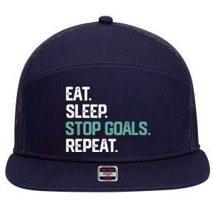 EAT SLEEP STOP GOALS REPEAT Soccer Hockey Gift 7 Panel Mesh Trucker Snapback Hat