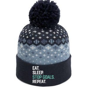 EAT SLEEP STOP GOALS REPEAT Soccer Hockey Gift The Baniff Cuffed Pom Beanie