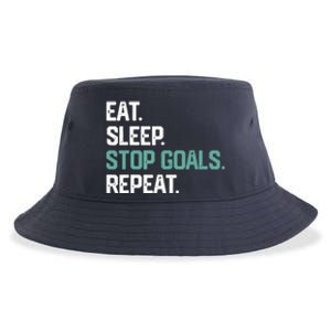 EAT SLEEP STOP GOALS REPEAT Soccer Hockey Gift Sustainable Bucket Hat