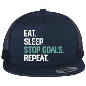 EAT SLEEP STOP GOALS REPEAT Soccer Hockey Gift Flat Bill Trucker Hat