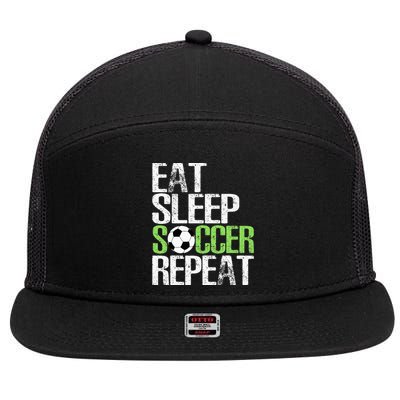 Eat Sleep Soccer Repeat Cool Sport Player Gift 7 Panel Mesh Trucker Snapback Hat