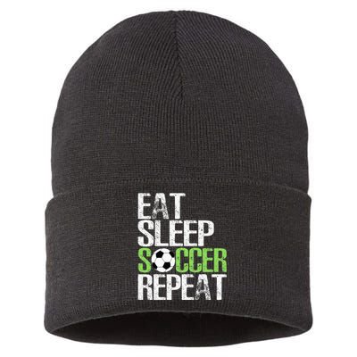 Eat Sleep Soccer Repeat Cool Sport Player Gift Sustainable Knit Beanie