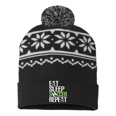 Eat Sleep Soccer Repeat Cool Sport Player Gift USA-Made Snowflake Beanie