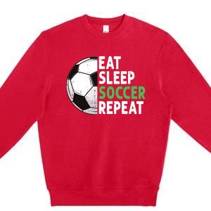 Eat Sleep Soccer Repeat Funny Soccer Players Boy Premium Crewneck Sweatshirt