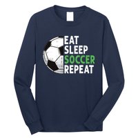 Eat Sleep Soccer Repeat Funny Soccer Players Boy Long Sleeve Shirt