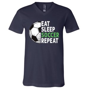 Eat Sleep Soccer Repeat Funny Soccer Players Boy V-Neck T-Shirt