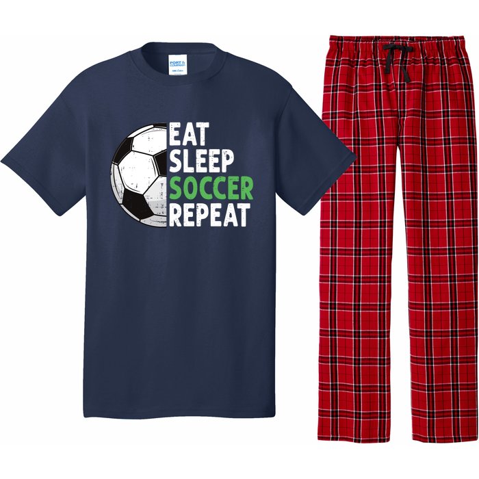 Eat Sleep Soccer Repeat Funny Soccer Players Boy Pajama Set