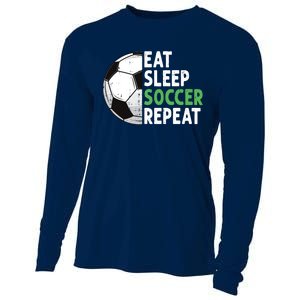 Eat Sleep Soccer Repeat Funny Soccer Players Boy Cooling Performance Long Sleeve Crew