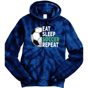 Eat Sleep Soccer Repeat Funny Soccer Players Boy Tie Dye Hoodie