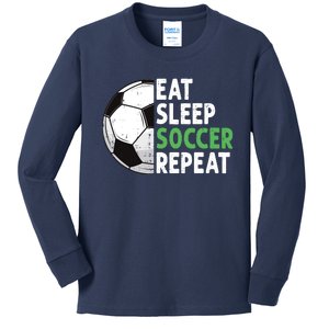 Eat Sleep Soccer Repeat Funny Soccer Players Boy Kids Long Sleeve Shirt