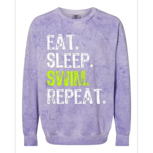 Eat Sleep Swim Repeat Swimming Swimmer Funny Cool Colorblast Crewneck Sweatshirt