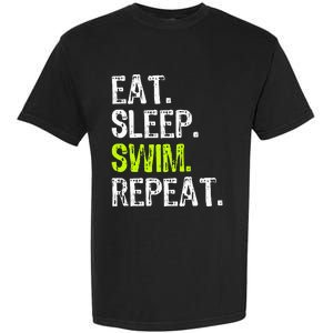 Eat Sleep Swim Repeat Swimming Swimmer Funny Cool Garment-Dyed Heavyweight T-Shirt