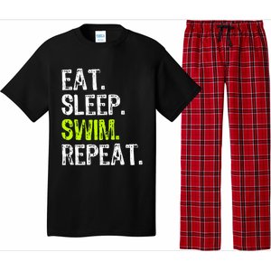 Eat Sleep Swim Repeat Swimming Swimmer Funny Cool Pajama Set