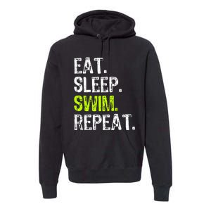 Eat Sleep Swim Repeat Swimming Swimmer Funny Cool Premium Hoodie