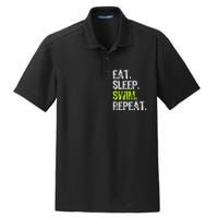 Eat Sleep Swim Repeat Swimming Swimmer Funny Cool Dry Zone Grid Polo