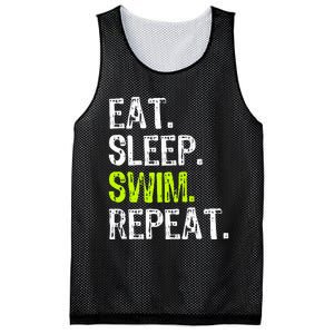 Eat Sleep Swim Repeat Swimming Swimmer Funny Cool Mesh Reversible Basketball Jersey Tank