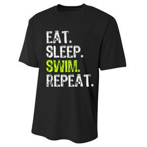 Eat Sleep Swim Repeat Swimming Swimmer Funny Cool Performance Sprint T-Shirt