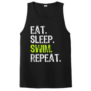 Eat Sleep Swim Repeat Swimming Swimmer Funny Cool PosiCharge Competitor Tank