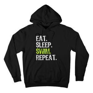 Eat Sleep Swim Repeat Swimming Swimmer Funny Cool Tall Hoodie