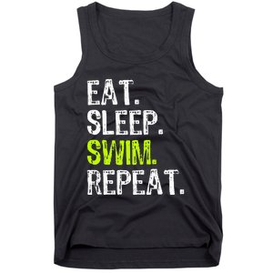 Eat Sleep Swim Repeat Swimming Swimmer Funny Cool Tank Top