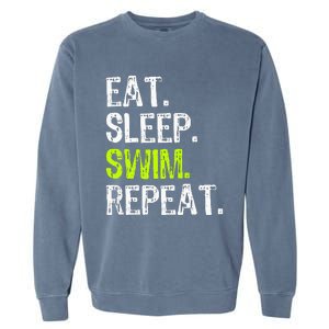 Eat Sleep Swim Repeat Swimming Swimmer Funny Cool Garment-Dyed Sweatshirt