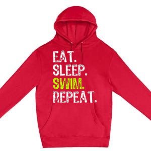 Eat Sleep Swim Repeat Swimming Swimmer Funny Cool Premium Pullover Hoodie