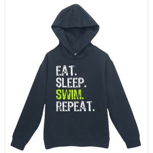 Eat Sleep Swim Repeat Swimming Swimmer Funny Cool Urban Pullover Hoodie