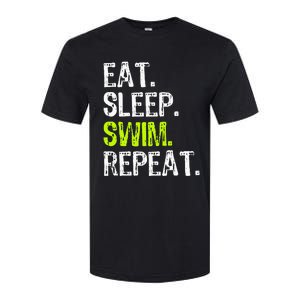 Eat Sleep Swim Repeat Swimming Swimmer Funny Cool Softstyle CVC T-Shirt