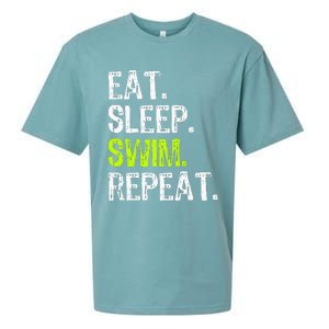 Eat Sleep Swim Repeat Swimming Swimmer Funny Cool Sueded Cloud Jersey T-Shirt