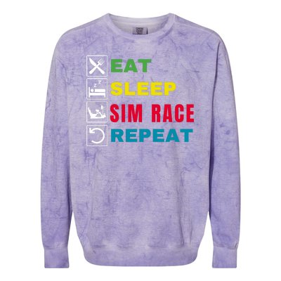 Eat Sleep Sim Race Repeat Sim Racer Funny Gaming Esport Car Racing Sim Racing Colorblast Crewneck Sweatshirt