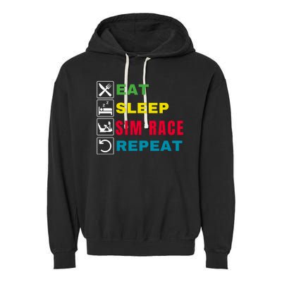 Eat Sleep Sim Race Repeat Sim Racer Funny Gaming Esport Car Racing Sim Racing Garment-Dyed Fleece Hoodie