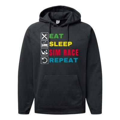 Eat Sleep Sim Race Repeat Sim Racer Funny Gaming Esport Car Racing Sim Racing Performance Fleece Hoodie