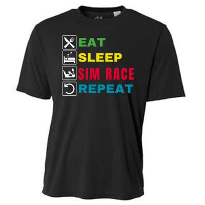 Eat Sleep Sim Race Repeat Sim Racer Funny Gaming Esport Car Racing Sim Racing Cooling Performance Crew T-Shirt