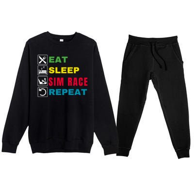 Eat Sleep Sim Race Repeat Sim Racer Funny Gaming Esport Car Racing Sim Racing Premium Crewneck Sweatsuit Set