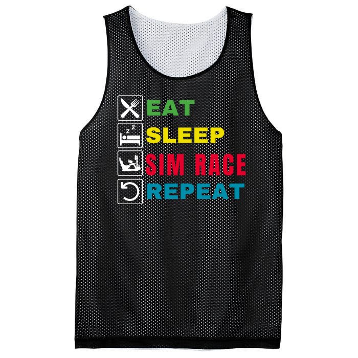 Eat Sleep Sim Race Repeat Sim Racer Funny Gaming Esport Car Racing Sim Racing Mesh Reversible Basketball Jersey Tank