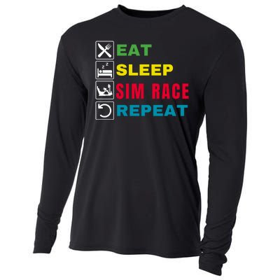 Eat Sleep Sim Race Repeat Sim Racer Funny Gaming Esport Car Racing Sim Racing Cooling Performance Long Sleeve Crew