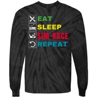 Eat Sleep Sim Race Repeat Sim Racer Funny Gaming Esport Car Racing Sim Racing Tie-Dye Long Sleeve Shirt