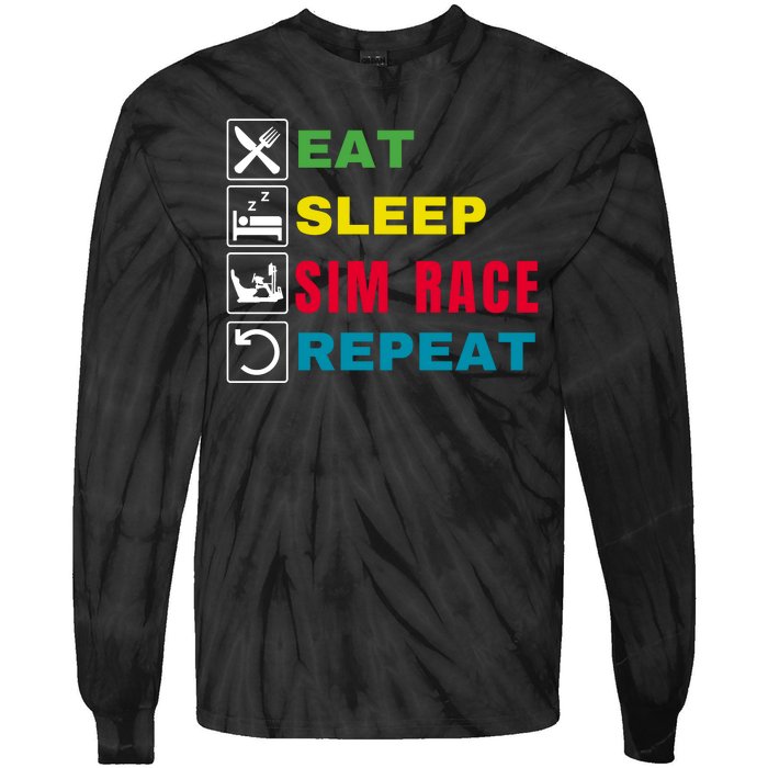 Eat Sleep Sim Race Repeat Sim Racer Funny Gaming Esport Car Racing Sim Racing Tie-Dye Long Sleeve Shirt