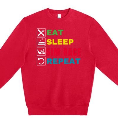 Eat Sleep Sim Race Repeat Sim Racer Funny Gaming Esport Car Racing Sim Racing Premium Crewneck Sweatshirt