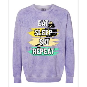 Eat Sleep Ski Repeat Colorblast Crewneck Sweatshirt