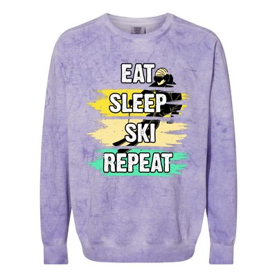 Eat Sleep Ski Repeat Colorblast Crewneck Sweatshirt