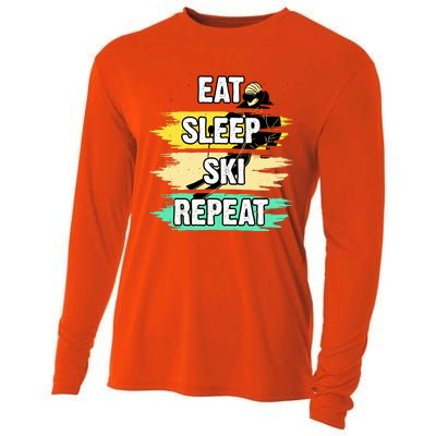 Eat Sleep Ski Repeat Cooling Performance Long Sleeve Crew