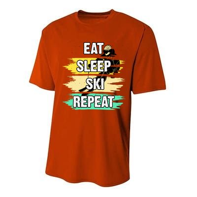 Eat Sleep Ski Repeat Performance Sprint T-Shirt